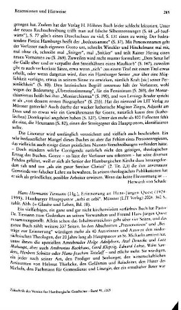 Erinnerung an Hans Jürgen Quest 1924 - 1999, Hamburger Hauptpastor "urbi et orbi", hrsg. von Hans-Hermann Tiemann, (Glaube und Leben, 18) : Münster, Lit, 2004