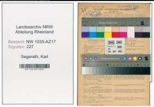Entnazifizierung Karl Segerath , geb. 12.06.1901 (Kaufmaennischer Angestellter)