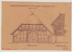 Straßen (Kreis Ludwigslust): Bauernhaus. Haupthaus (Hofansicht, Längsschnitt)