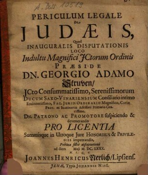 Periculum Legale De Iudaeis