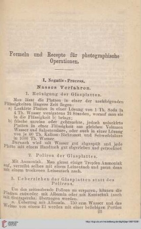 Formeln und Recepte für photographische Operationen