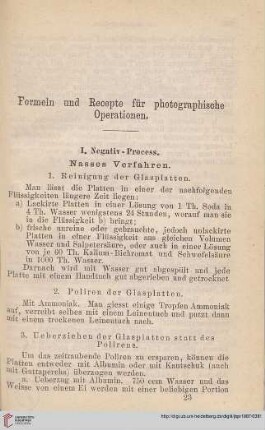 Formeln und Recepte für photographische Operationen