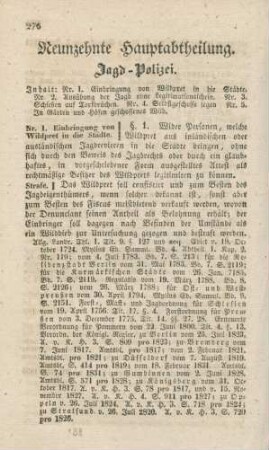 Neunzehnte Hauptabtheilung. Jagd-Polizei