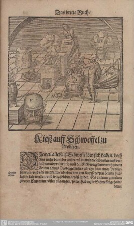 Kieß auff Schweffel zu Probiren.