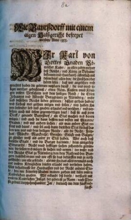 Wie Bayrßdorff mit einem aigen Halßgericht befreyet worden : Anno 1355