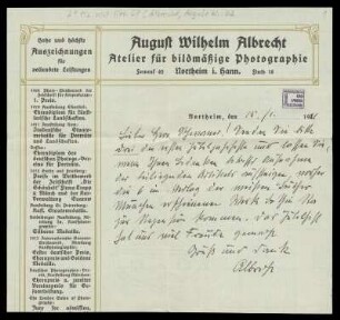 Brief von August Wilhelm Albrecht an Wilhelm Schwaner