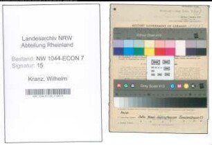 Entnazifizierung Wilhelm Kranz , geb. 04.08.1907 (Maler)