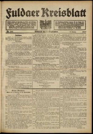 Ausgabe vom Mittwoch, den 05. September 1917.