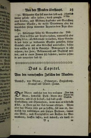 Das 2. Capitel. Von den vornehmsten Zufällen der Wunden.