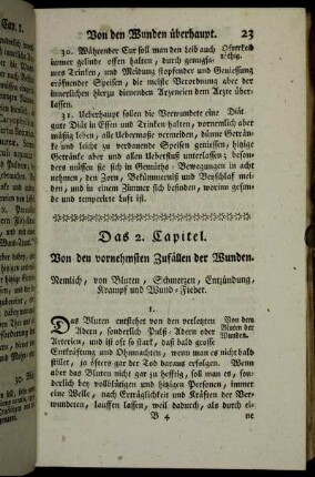 Das 2. Capitel. Von den vornehmsten Zufällen der Wunden.