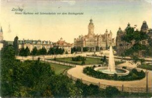 Leipzig: Neues Rathaus mit Schmuckplatz vor dem Reichsgericht
