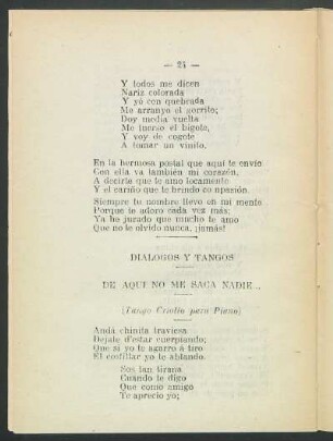 De aquí no me saca nadie... : (Tango criollo para piano)
