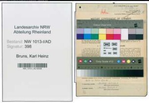 Entnazifizierung Karl Heinz Bruns , geb. 27.03.1920 (Verwaltungsangestellter)
