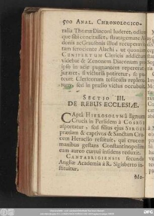 Sectio III. De Rebus Ecclesiae.