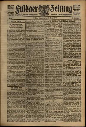 Erste Ausgabe vom Donnerstag, den 20. August 1908.
