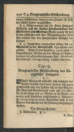 Cap. 9. Geographische Beschreibung des Königreichs Hungarn