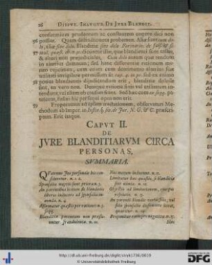 Caput II. De Jure Blanditiarum Circa Personas.