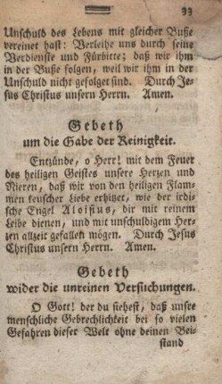 Gebeth um die Gabe der Reinigkeit