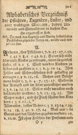 Alphabetisches Verzeichniß der Pflichten, Tugenden, Laster...