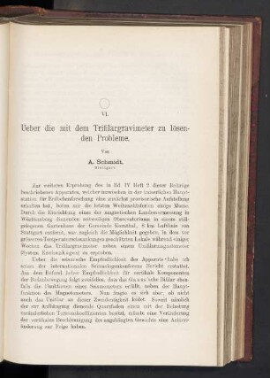 VI. Ueber die mit dem Trifilargravimeter zu lösen-den Probleme