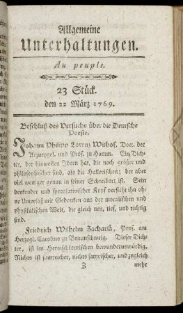 23 Stück. d. 22. März 1769.