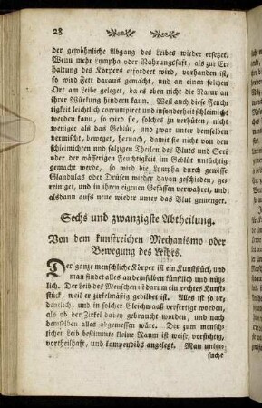 Sechs und zwanzigste Abtheilung.