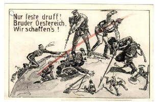 Kriegs Karte Nr. K. 20: Nur feste druff! Bruder Oestereich, Wir schaffen's (verboten)