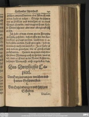 Das Dreyssigste Capitel. Von Entzündungen/ weichen und harten Geschwulsten.