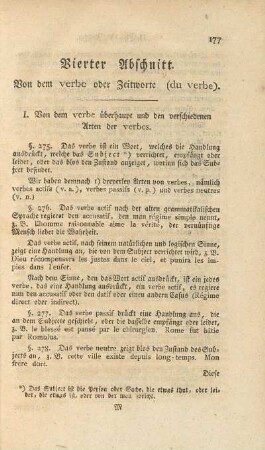 Vierter Abschnitt. Von dem verbe oder Zeitworte (du verbe)