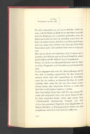 An Voss Wandsbeck, den 20. Dezember 1778