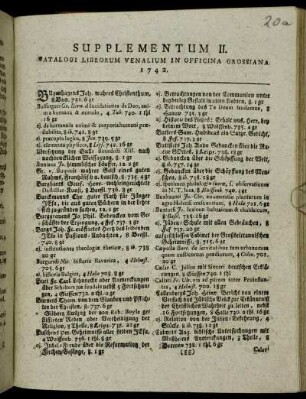 2: Supplementum ... catalogi librorum venalium in Officina Grossiana