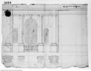Rom, Vatikan, Cortile del Belvedere, Aufriss der Loggia des Westflügels, Detail
