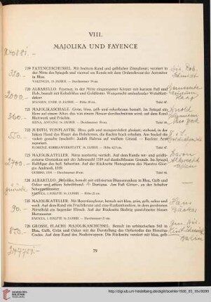 VIII. Majolika und Fayence (Nr. 719-765)