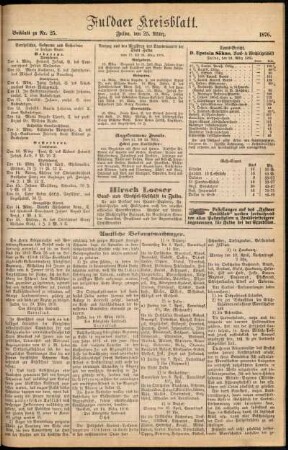 Zweite Ausgabe vom Samstag, den 25. März 1876.
