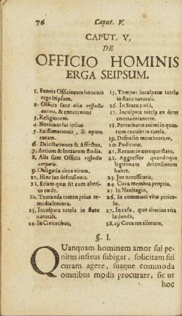 Caput V. De Officio Hominis Erga Seipsum