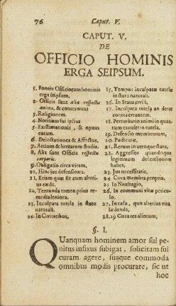 Caput V. De Officio Hominis Erga Seipsum