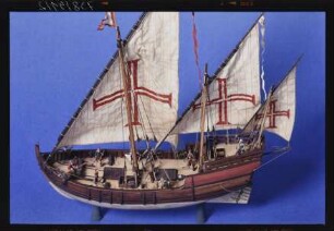 Vollmodell einer portugiesischen Karavelle von ca. 1450, Maßstab 1:50