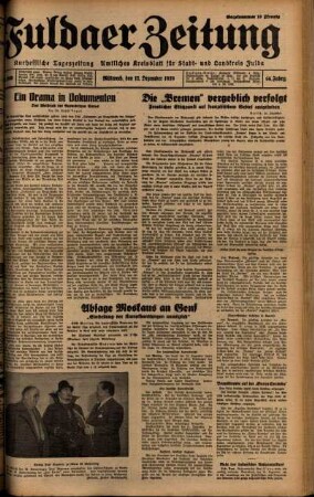 Ausgabe vom Mittwoch, den 13. Dezember 1939.