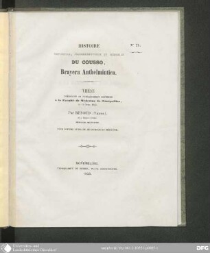 Histoire naturelle, pharmaceutique et médicale du Cousso, Brayera anthelmintica