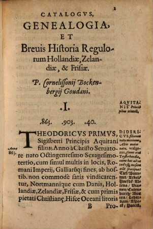 Catalogus Genealogia et historia Regulorum Hollandiae, Zelandiae et Frisiae