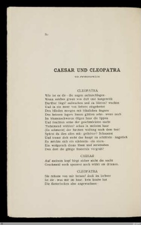 Caesar und Cleopatra : ein Zwiegespräch / Friedrich Gundolf