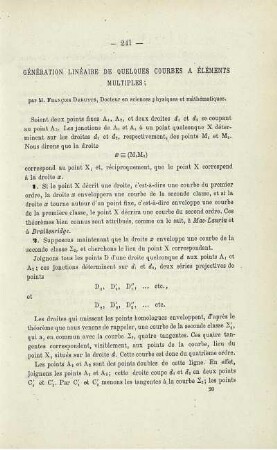 GÉNÉRATION LINÉAIRE DE QUELQUES COURBES A ÉLÉMENTS MULTIPLES.