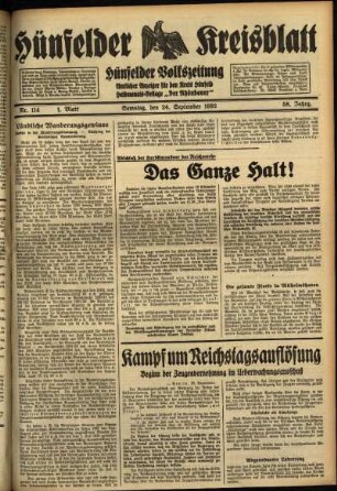 Erste Ausgabe vom Samstag, den 24. September 1932.