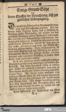 Einige Grund-Sätze von denen Stuffen der Erleuchtung, biß zur göttlichen Ueberzeugung.