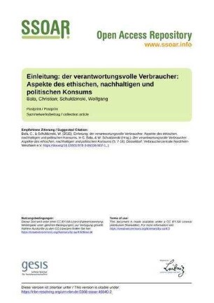Einleitung: der verantwortungsvolle Verbraucher: Aspekte des ethischen, nachhaltigen und politischen Konsums