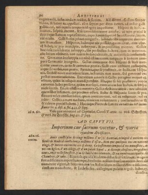 Ad Caput VII. Imperium cur sacrum vocetur, [et] variae eiusdem divisiones.