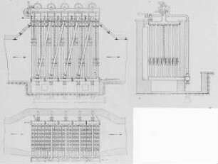 Gegenstrom-Umlauf, Vorwärmer, Bauart Krüger (?), Schema : Technikgeschichte | Industrie und Technik | Dampfkessel (incl. Feuerung, Funkenfänger, Ueberhitzer)