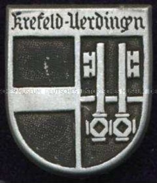 WHW-Abzeichen, Städtewappen: Krefeld-Uerdingen, Straßensammlung im Gau 5 Düsseldorf, 14. und 15. Januar 1939
