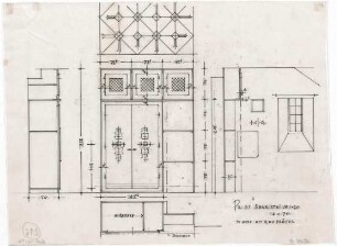 Döllgast, Hans; Prichsenstadt (Bayern); Ev. Pfarrkirche mit Jugendheim - Sakristei (Schnitte; Ansicht; Wandabwicklung)