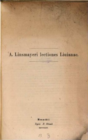 A. Linsmayeri Lectiones Livianae
